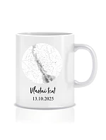 Personalizovaný klasický biely keramický hrnček s objemom 300 ml s mapou hviezd