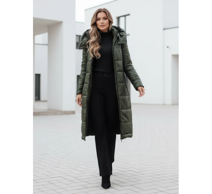 Dámská přechodná bunda prošívaná s kapucí zelená Dstreet model 21991078 - FashionStreet