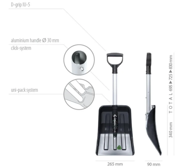 TELESKOP CAR SNOW SHOVEL EVEREST ECO 68,5-71,5-82CM detské