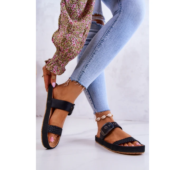 Modne Klapki Ze Sprzączką Big Star JJ274730 Czarne