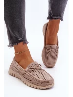 Mokasyny Damskie Z Kokardą Beżowe Reece