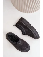 Śniegowce Damskie Na Platformie Z Niską Cholewką Czarne Izamine