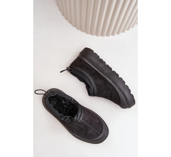 Śniegowce Damskie Na Platformie Z Niską Cholewką Czarne Izamine