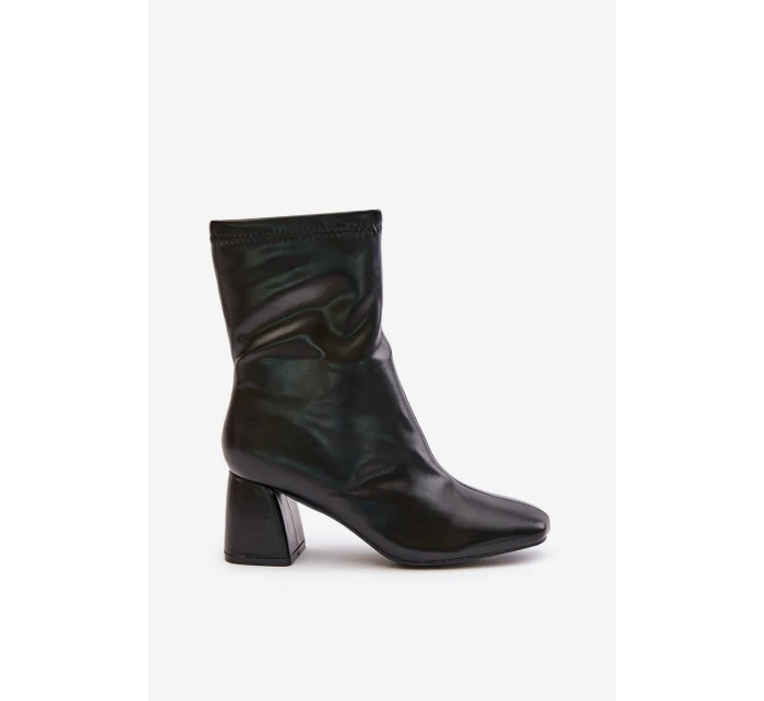 Gładkie Botki Damskie Na Słupku Z Eko Skóry Czarne Izariel Gładkie Botki Damskie Na Słupku Z Eko Skóry Czarne Izariel