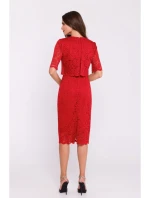 Krajkové šaty s červené model 20531278 - STYLOVE Krajkové šaty s červené model 20531278 - STYLOVE