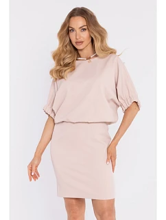 šaty s rozparkem na zádech světle béžové model 22040499 - Moe