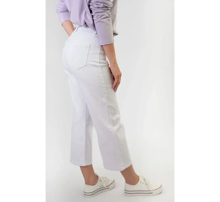 Široké dámské kalhoty v bílé barvě model 8969271 - FASHION