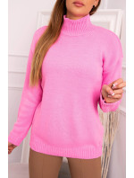 Polovičný sveter s rolákom svetlo ružový