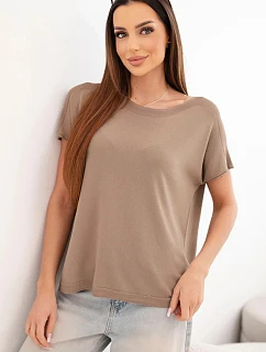 Dámska viskózna blúzka oversize s krátkymi rukávmi a okrúhlym výstrihom Fango