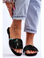 Dámské pantofle s ozdobami  Černá model 21618380 - S.Barski