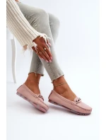 Dámské kožené mokasíny s ozdobou růžové model 21655767 - S.Barski