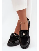 Lakierowane Mokasyny Damskie Z Kokardką S.Barski HY51-319 Czarne
