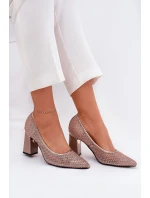 Zdobione Siateczkowe Czółenka Na Słupku Vinceza 62211 Beżowe