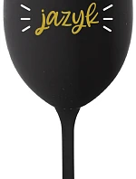 CHRASTÍ MI JAZYK - čierny pohár na víno 350 ml