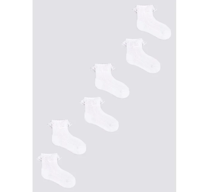 Dievčenské ponožky s volánom 3Pack SKL-0009G-0100 white - Yoclub