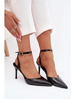 Dámske lakované lodičky LE149P - čierne Laretta