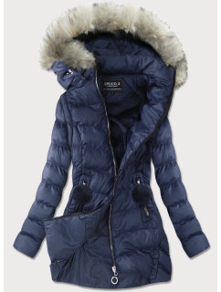 Tmavomodrá dámska zimná bunda s odopínacími rukávmi (W761)