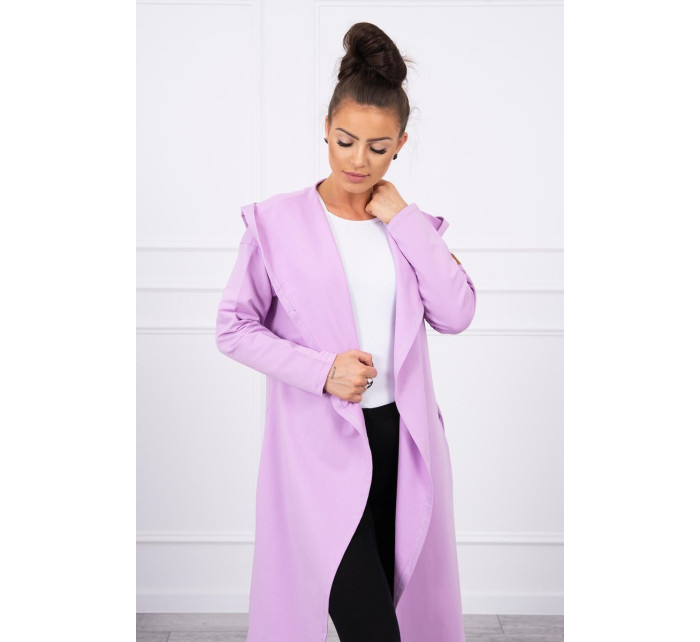 Dlhý kabát s kapucňou fialový