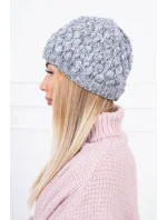 Čepice model 18745422 šedá + fialová - K-Fashion Čepice model 18745422 šedá + fialová - K-Fashion