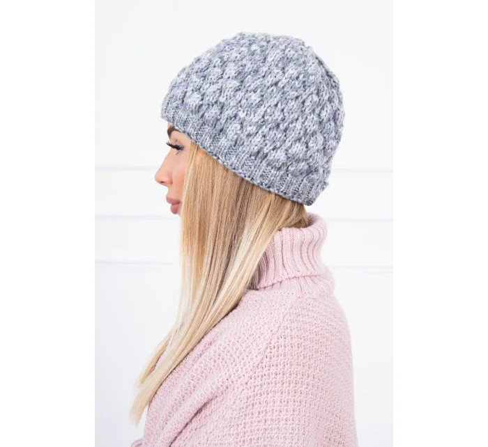 Čepice model 18745422 šedá + fialová - K-Fashion Čepice model 18745422 šedá + fialová - K-Fashion