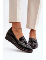 Damskie Półbuty Na Koturnie Z Ozdobą Czarne Miliret