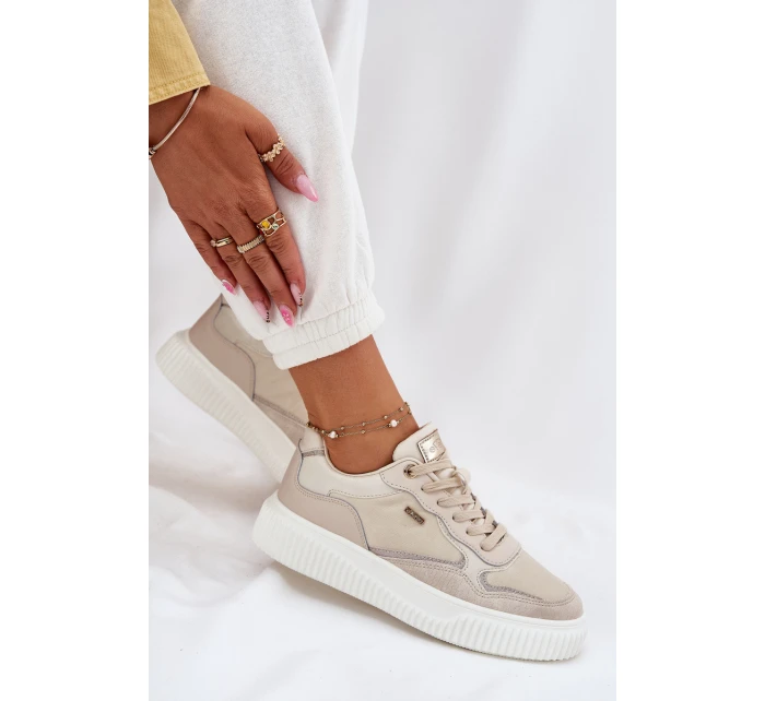Dámské Kožené Tenisky Na Platformě Béžové model 21697059 - EVENTO