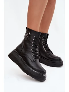 Dámské workery s podšívkou na platformě s ozdobným detailem  Černé model 21708513 - VINCEZA