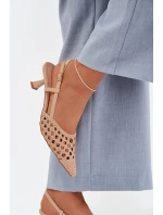 Dámské Pletené Sandály na Podpatku Béžové Selinae
