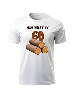 Pánské bavlněné tričko s potiskem - MÁM KULATINY 60 - bílé