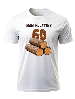 Pánské bavlněné tričko s potiskem - MÁM KULATINY 60 - bílé