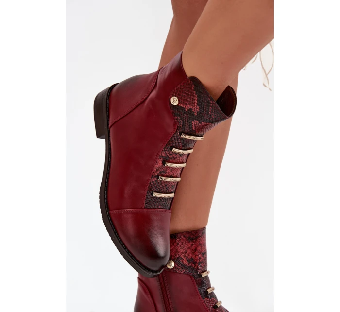 Dámske členkové topánky ASA62-16 Bordeaux s čiernou - Jezzi