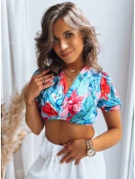 Dámsky vzorovaný tyrkysový top FLOWER BOOM FashionStreet RY2230