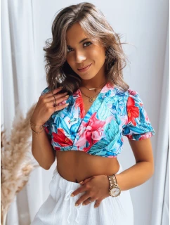 Dámsky vzorovaný tyrkysový top FLOWER BOOM FashionStreet RY2230