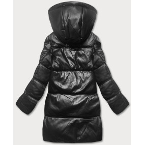 Čierno-hnedá voľná dámska bunda z ekologickej kože (AG6-20B)
