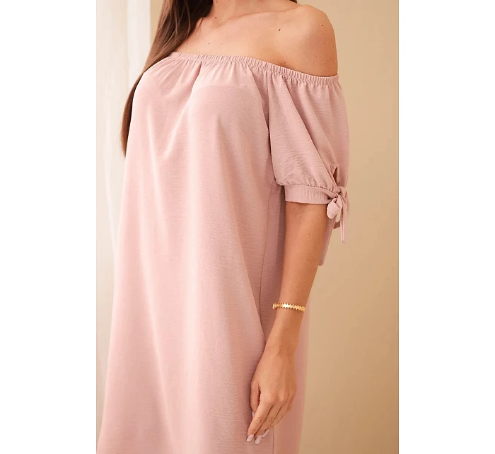 Šaty zviazané na rukávoch tmavá púdrová ružová Šaty zviazané na rukávoch tmavá púdrová ružová