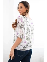 Dámská halenka s květinovým vzorem a vázáním dole khaki Dámská halenka s květinovým vzorem a vázáním dole khaki