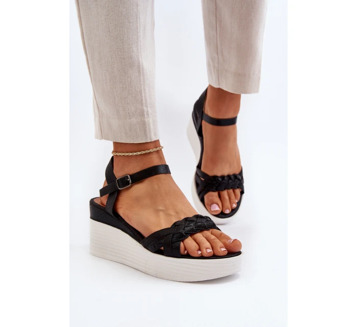 Sandały Na Koturnie Czarne Esinna Sandały Na Koturnie Czarne Esinna