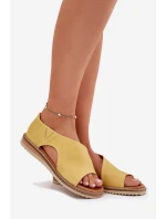 Skórzane Sandały Damskie Artiker 46C1015 Żółte