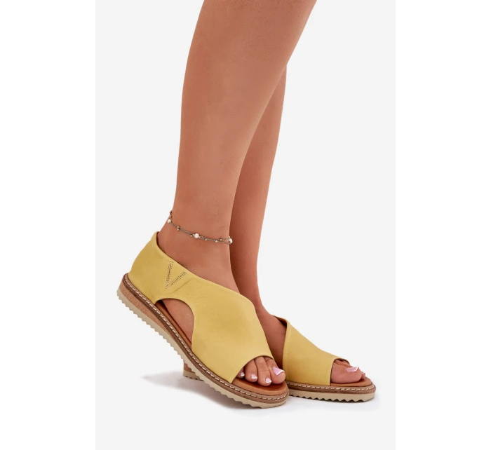 Skórzane Sandały Damskie Artiker 46C1015 Żółte