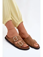 Dámské pantofle z imitace semiše zlaté Camel model 22125544 - Boto