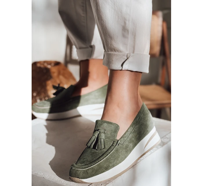Dámske mokasíny na ľahkom podpätku MOCCKO green FashionStreet ZY0716
