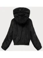 Krátka čierna dámska kožušinová bunda (R8050-1)