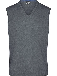 JN 657 Pánská svetrová vesta s výstřihem do V model 22487778 grey heather - Daiber