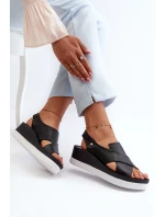 Kožené sandály na černé model 21659210 - Zazoo