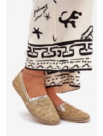 Eleganckie Skórzane Espadryle Z Plecionką Zazoo 10178 Beżowo-Złote