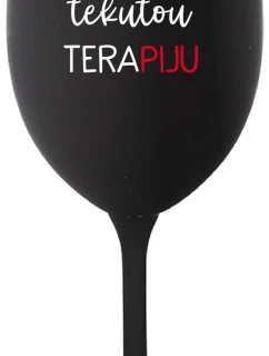 I NEED LIQUID THERAPY - čierny pohár na víno 350 ml