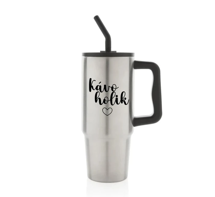 KÁVOHOLIK - stříbrný cestovní termohrnek 900 ml