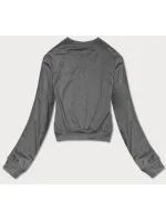 Tmavo šedá dámska tenká krátka mikina (8B938-5) Tmavo šedá dámska tenká krátka mikina (8B938-5)