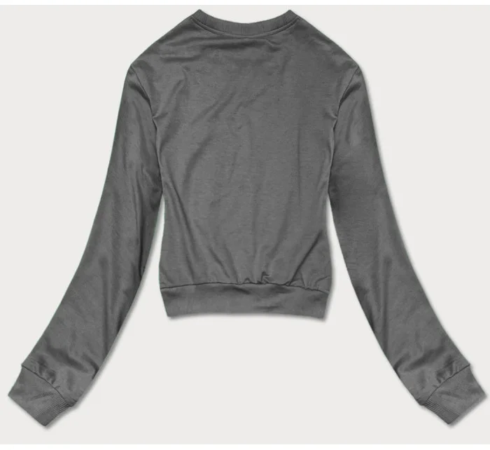 Tmavo šedá dámska tenká krátka mikina (8B938-5) Tmavo šedá dámska tenká krátka mikina (8B938-5)