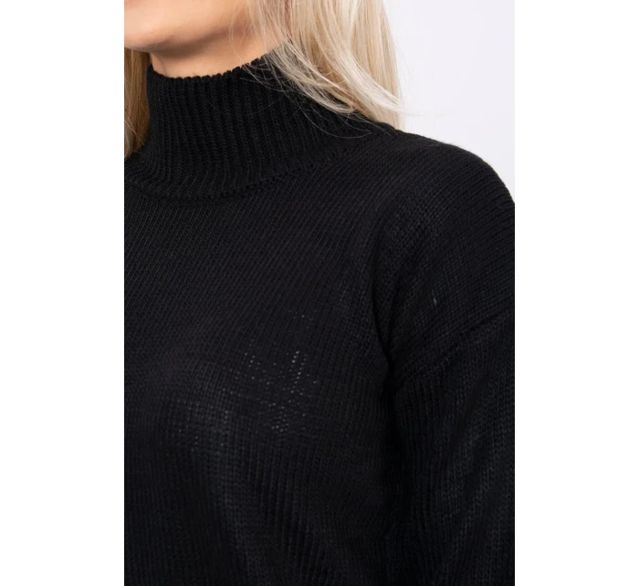 Polovičný sveter s rolákom čierny